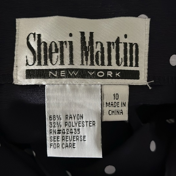 Vintage Navy and White Polka Dot Button Down Sleeveless Sheri Martin Midi Dress - Picture 9 of 10